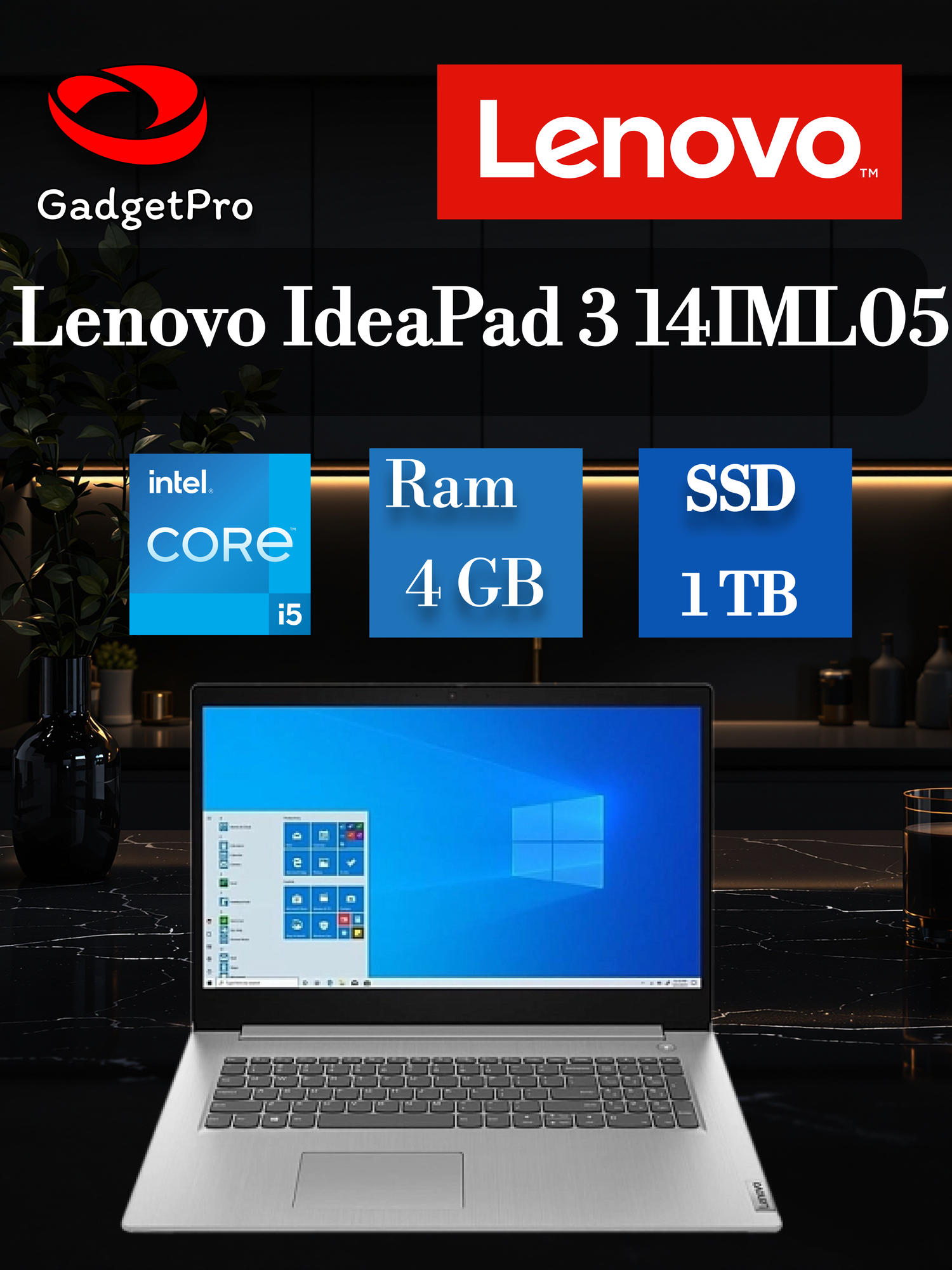 Ноутбук Lenovo IdeaPad 3 14IML05 14" FHD, Core i5-1035G1, 4ГБ, HDD 1ТБ, Intel UHD Graphics, без ОС, серый