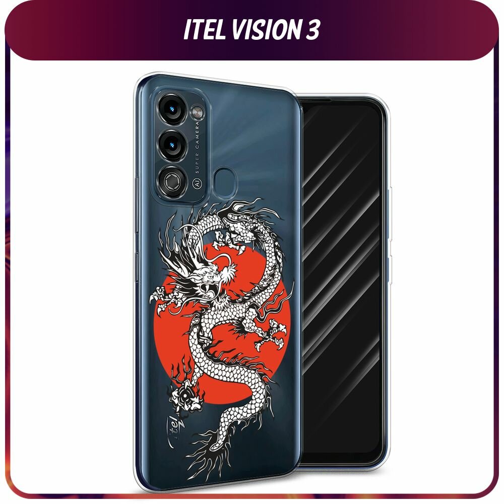 Чехол на Itel Vision 3 / Ител Визион 3 с принтом "Восходящий дракон", прозрачный