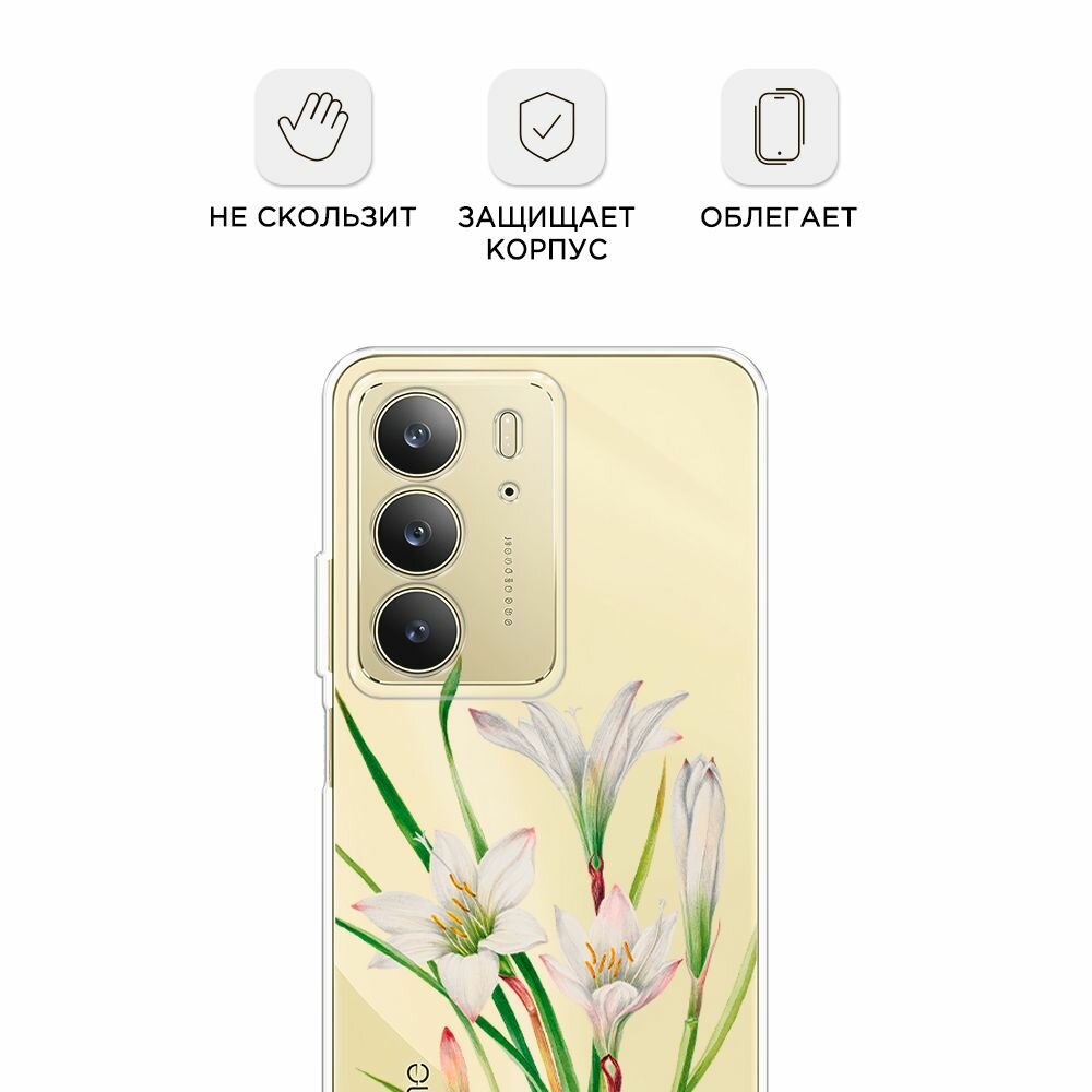 Чехол на Realme C75 4G / Реалми C75 4G с принтом "White lily", прозрачный — фото 1