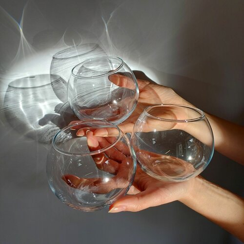 Ваза для цветов the base стекло прозрачная, стеклянная, шаровая, для цветов, для сухоцветов, стеклянная, настольная, круглая, набор 3 шт