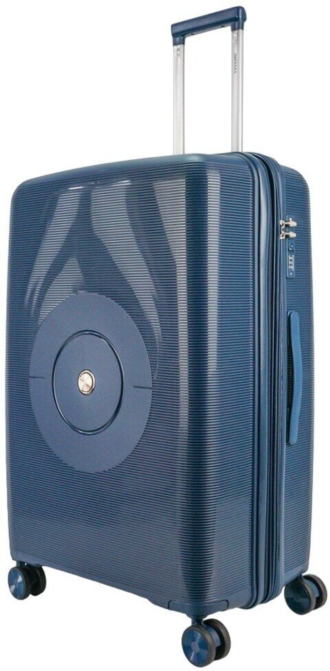 Умный чемодан Ambassador, полипропилен, рифленая поверхность, опорные ножки на боковой стенке, увеличение объема, износостойкий, 135 л, размер L+, синий, голубой