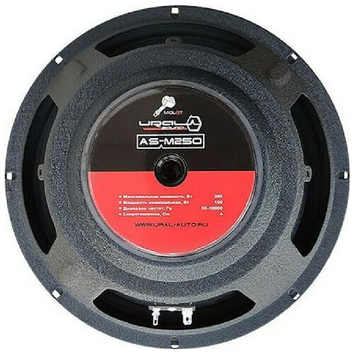 Колонки автомобильные Ural Molot AS-M250 без решетки 300 Вт 94дБ 4Ом 25 см 10 дюйм широкополосные однополосные 468100₽