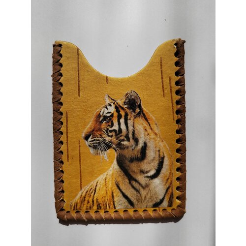 Обложка-карман для проездного билета Русская береста, горчичный, коричневый