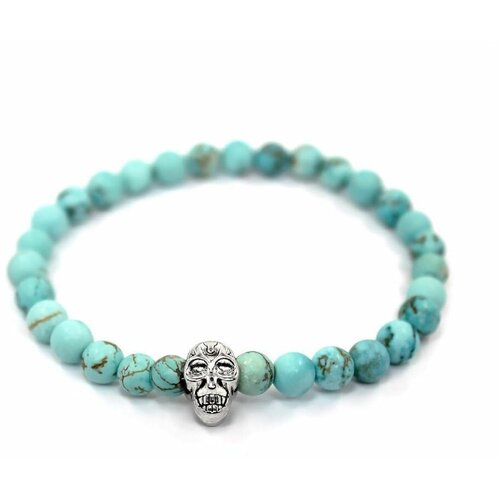 фото Handinsilver ( посеребриручку ) браслет из матовой бирюзы 6мм с черепом
