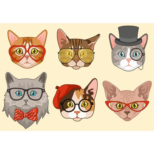 картина по номерам холст для рисования 30х40см забавные коты в очках Картина по номерам/Холст для рисования 30х40см Забавные коты в очках