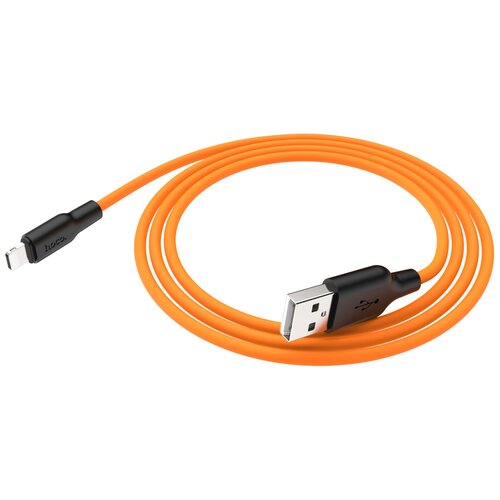 Кабель USB - Apple 8 pin HOCO X21 Plus, Silicone, 1.0м, круглый, 2.4A, силикон, цвет: чёрный с оранжевым usb кабель hoco x21 plus silicone lightning 8 pin 2 4а 1м силикон синий черный