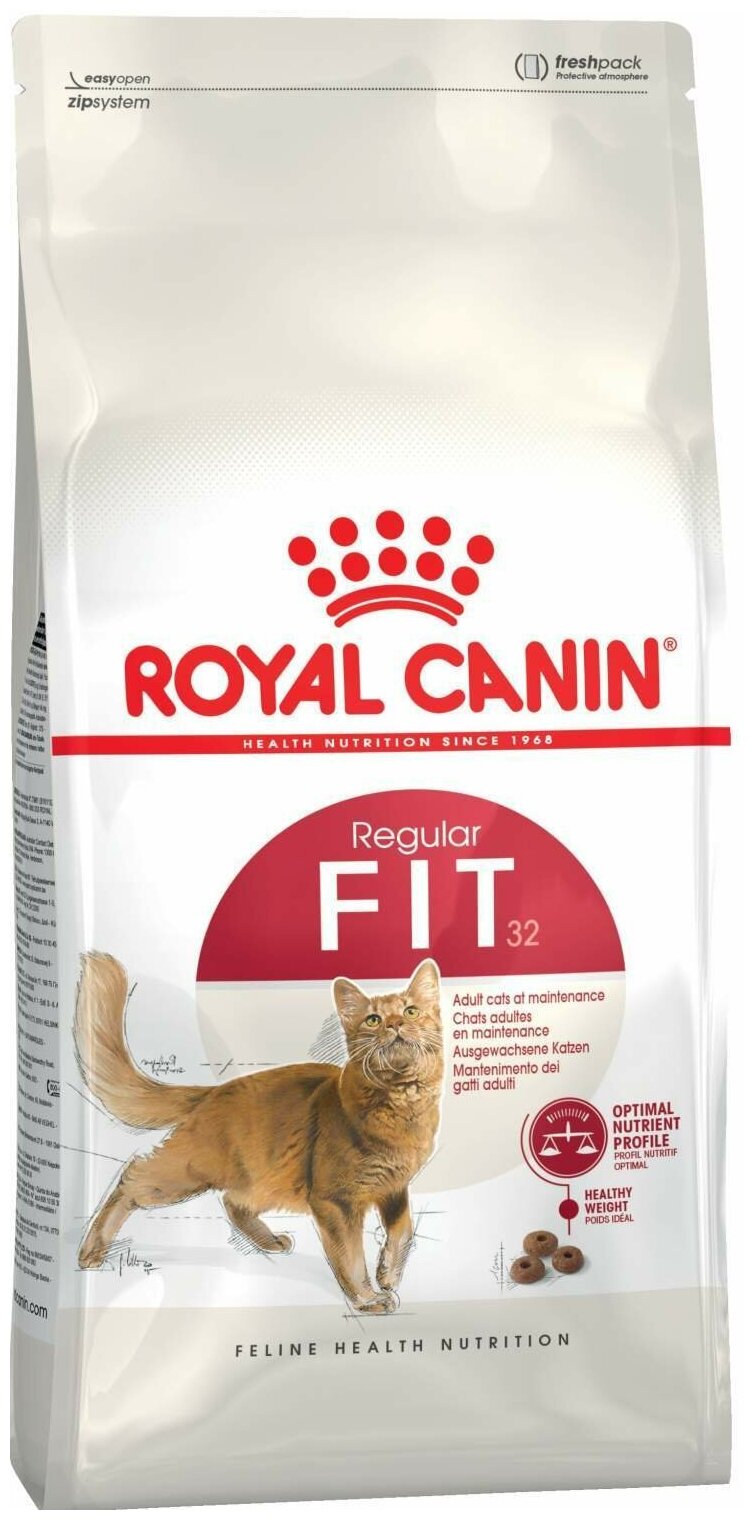 Корм сухой Royal Canin FIT Питание для кошек с умеренной активностью, имеющих доступ на улицу, в возрасте от 1 года до 7 лет, 4кг - фотография № 1