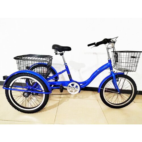 Трехколесный велосипед для взрослых, с 2 корзинами, цвет черный