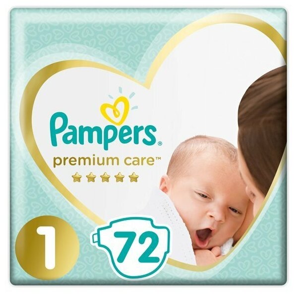 Подгузники Pampers Premium Care, 2-5 кг, размер 1, 72 шт. - Procter and Gamble