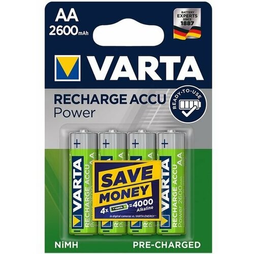 Аккумуляторы типа AA VARTA HR06 (комплект 4 штуки) 2600mAh аккумуляторы типа aaa robiton комплект 4 штуки 1100mah