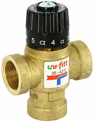 Клапан термосмесительный 35-60°С 3/4 ВР смешение боковое UNI-FITT (350G3130)