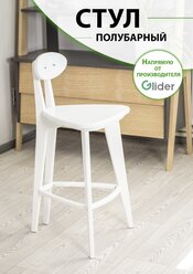 Полубарный стул Glider деревянный со спинкой 4 прямые ножки кухонный, цвет белый, молочный дуб