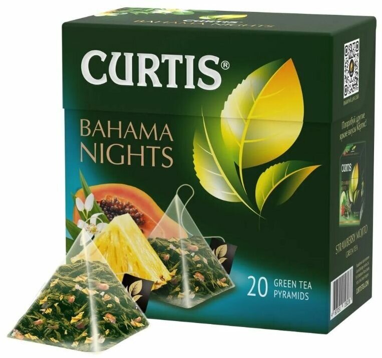 Чай зеленый Curtis Bahama Nights Ананас и Цветы, 20 пирамидок х 2 упаковки - фотография № 3