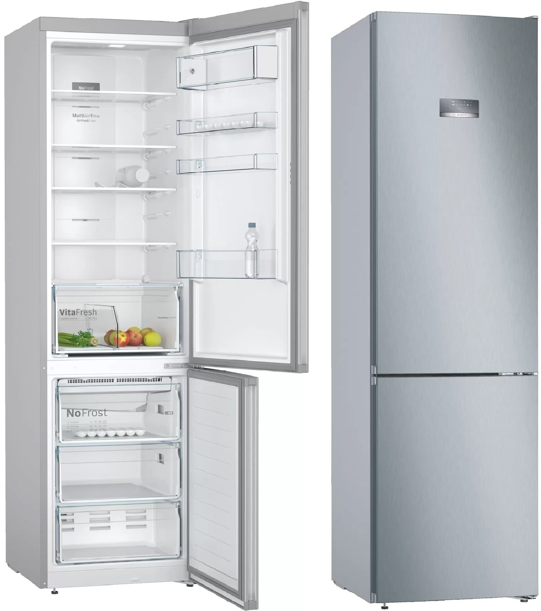 Холодильник витринный Bosch Serie 4 VitaFresh KGN39VL25R серебристый (двухкамерный) - фотография № 9