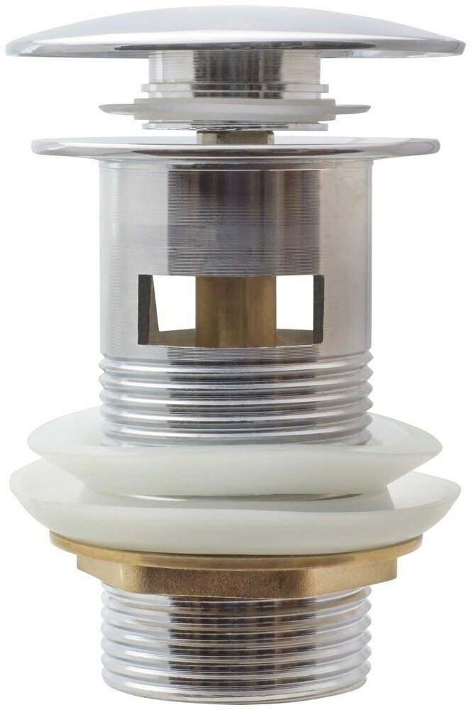 Выпуск - донный клапан автомат MPF с переливом для раковины 1 1/4" х 32 мм, клик-клак нажимной, круглая крышка 66 мм, хром