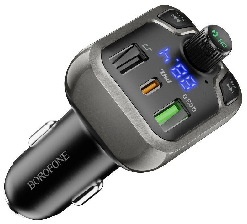 FM трансм BOROFONE BC38 Flash Energy PD20W+QC3.0 Bluetooth громкая связь черный