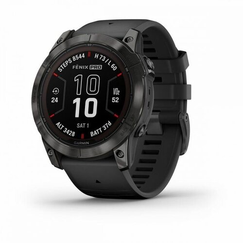 Смарт-часы GARMIN Fenix 7X PRO Sapphire Solar Edition Титановый угольно-серый корпус с DLC-покрытием и черным ремешком (010-02778-11)