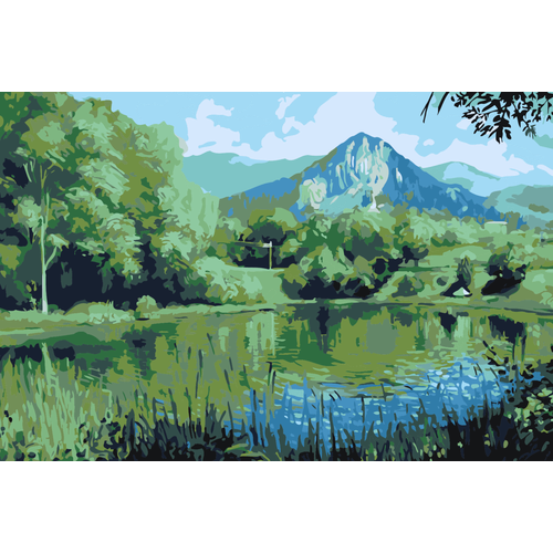 картина по номерам озеро в горах 40х50 см Картина по номерам Озеро в горах на стену