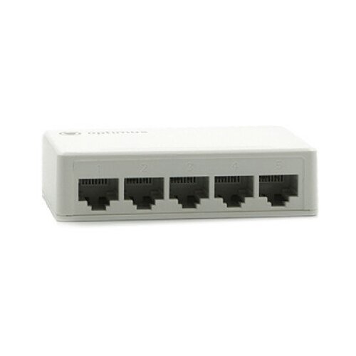 Коммутатор Optimus UG1-5 12V, 5 портов 1Гбит/с RJ-45, 12В, белый