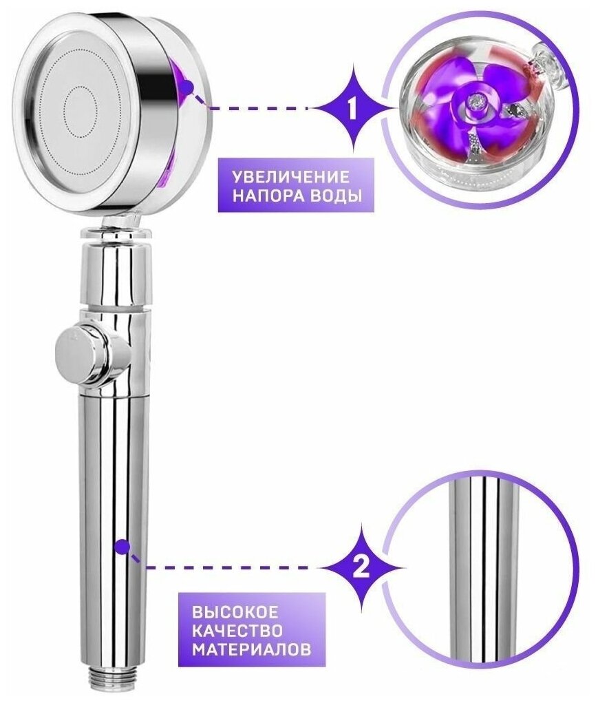 Турбо лейка/Лейка для душа с вентилятором/Душевая лейка/Насадка для душа/Лейки для душа/Турболейка - фотография № 6