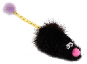 Игрушка для кошек GoSi Мышь М с хвостом-трубочкой натуральная норка