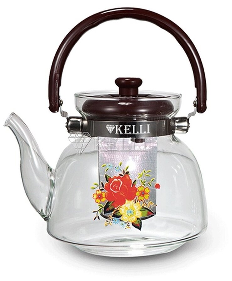 Стеклянный жаропрочный заварочный чайник Kelli KL-3005 / 600 мл