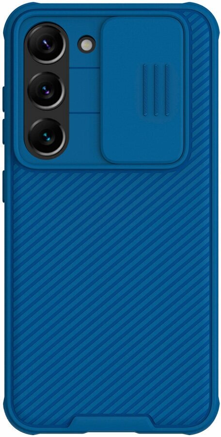 Чехол на Samsung Galaxy S23+ Nillkin синий, термополиуретановый, с защитой камеры смартфона