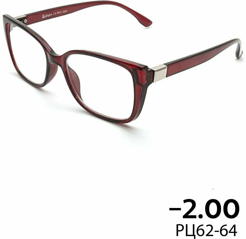 Очки для зрения -2.0 RFC 1563 (пластик) красный / очки для дали -2.00