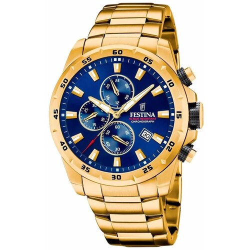 Наручные часы FESTINA Мужские наручные часы-хронограф Festina Chrono Sport F20541/2 с гарантией, синий, золотой