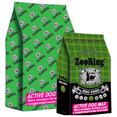 Сухой корм ZooRing Active Dog MAX для активных собак крупных пород Мясо молодых бычков 20 кг сухой корм для собак zooring standart для активных животных птица 20 кг для крупных пород
