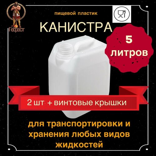 Канистра для воды 5л пищевая пластиковая - 2 шт.