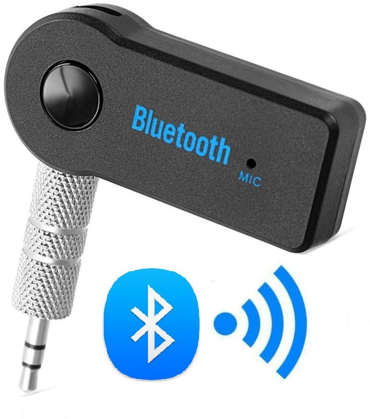 Адаптер беспроводной Bluetooth с AUX переходником/ Аудиоресивер компактный, универсальный, черный