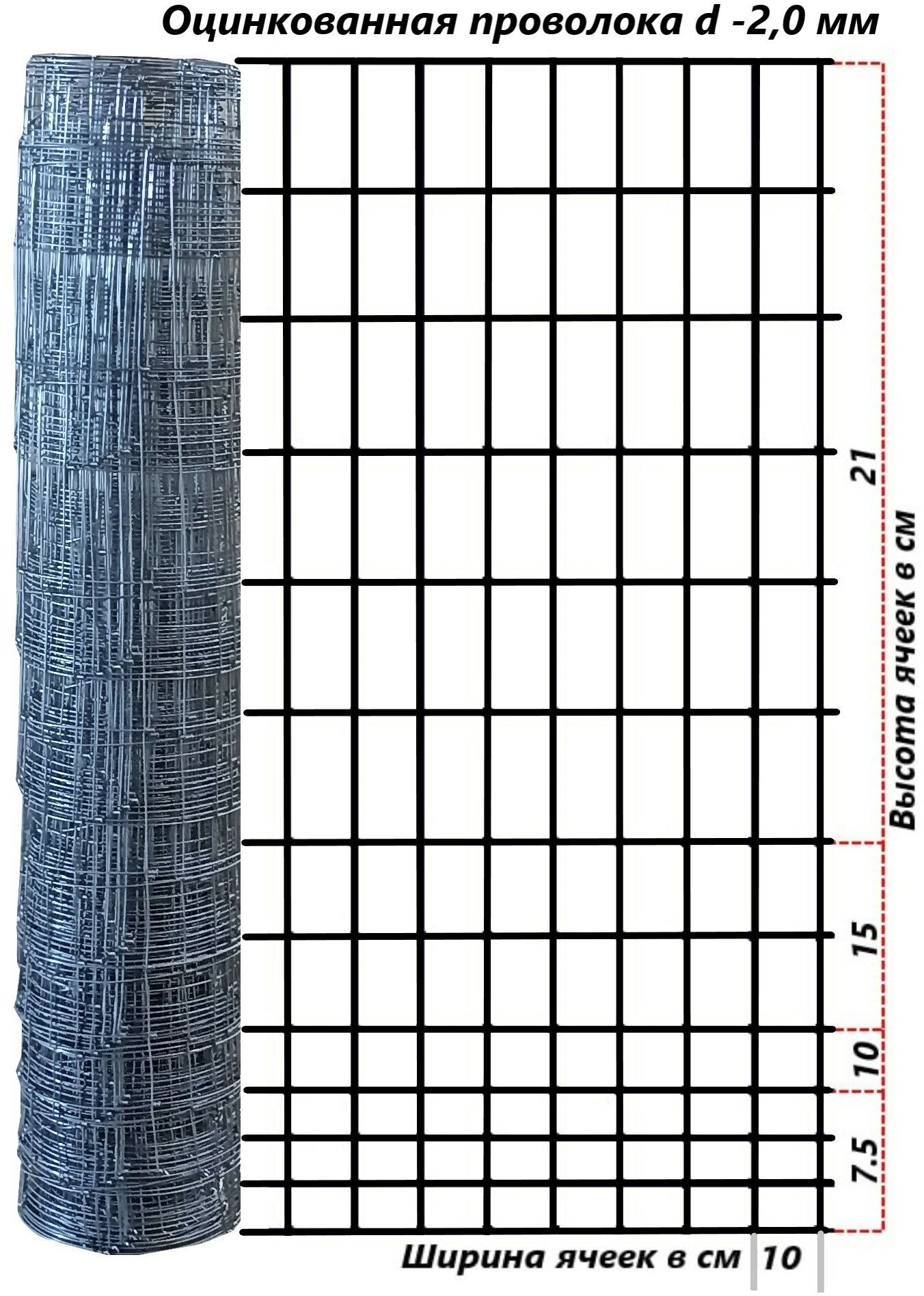 Шарнирная сетка оцинкованная высотой 1.88м, длина 50м. диаметр всех прутков 2.0 мм - фотография № 1