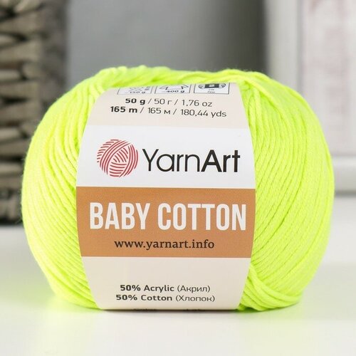 Пряжа YarnArt Baby cotton 50% акрил, 50% хлопок 165 м, 1 шт, 50 г, 430 лимон (9554775)