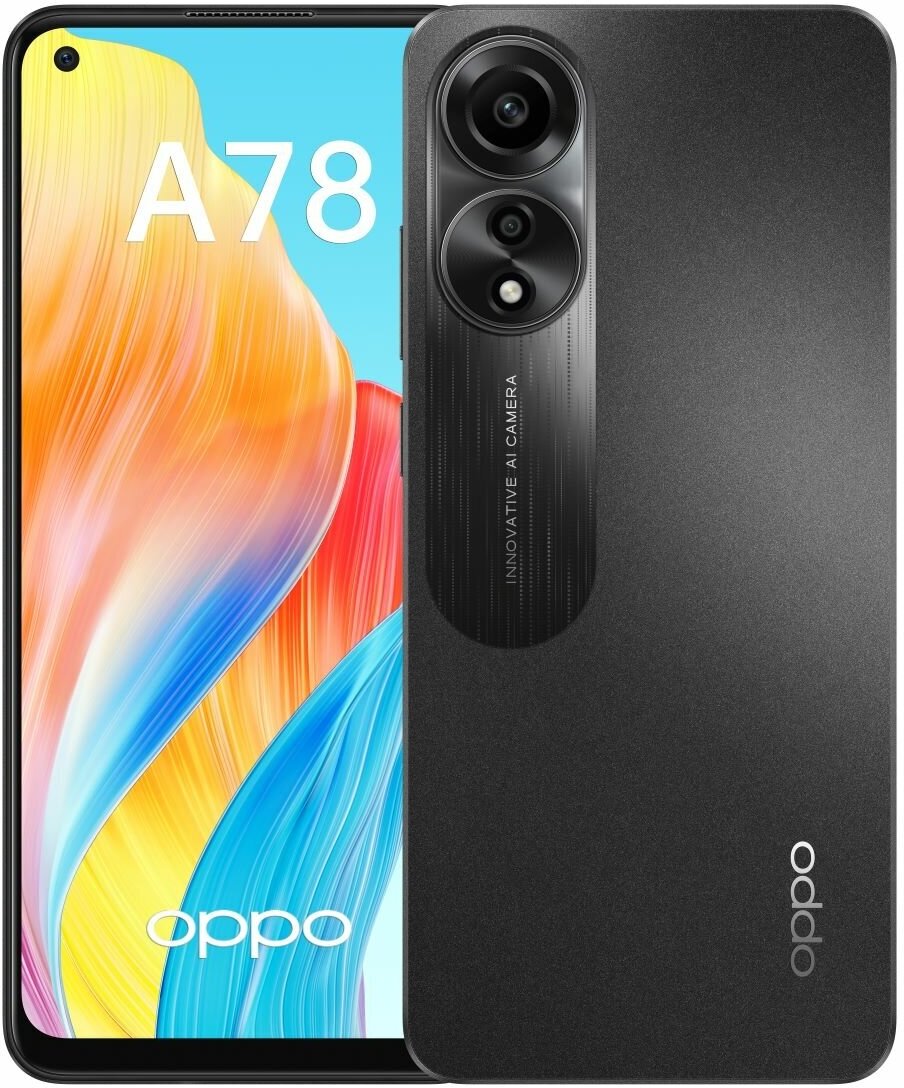 Смартфон OPPO A78 8/128GB, дымчатый черный