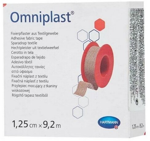 OMNIPLAST, Омнипласт - фиксирующий пластырь из текстильной ткани, цвет кожи (1,25см*9,2м) (2 шт/уп)