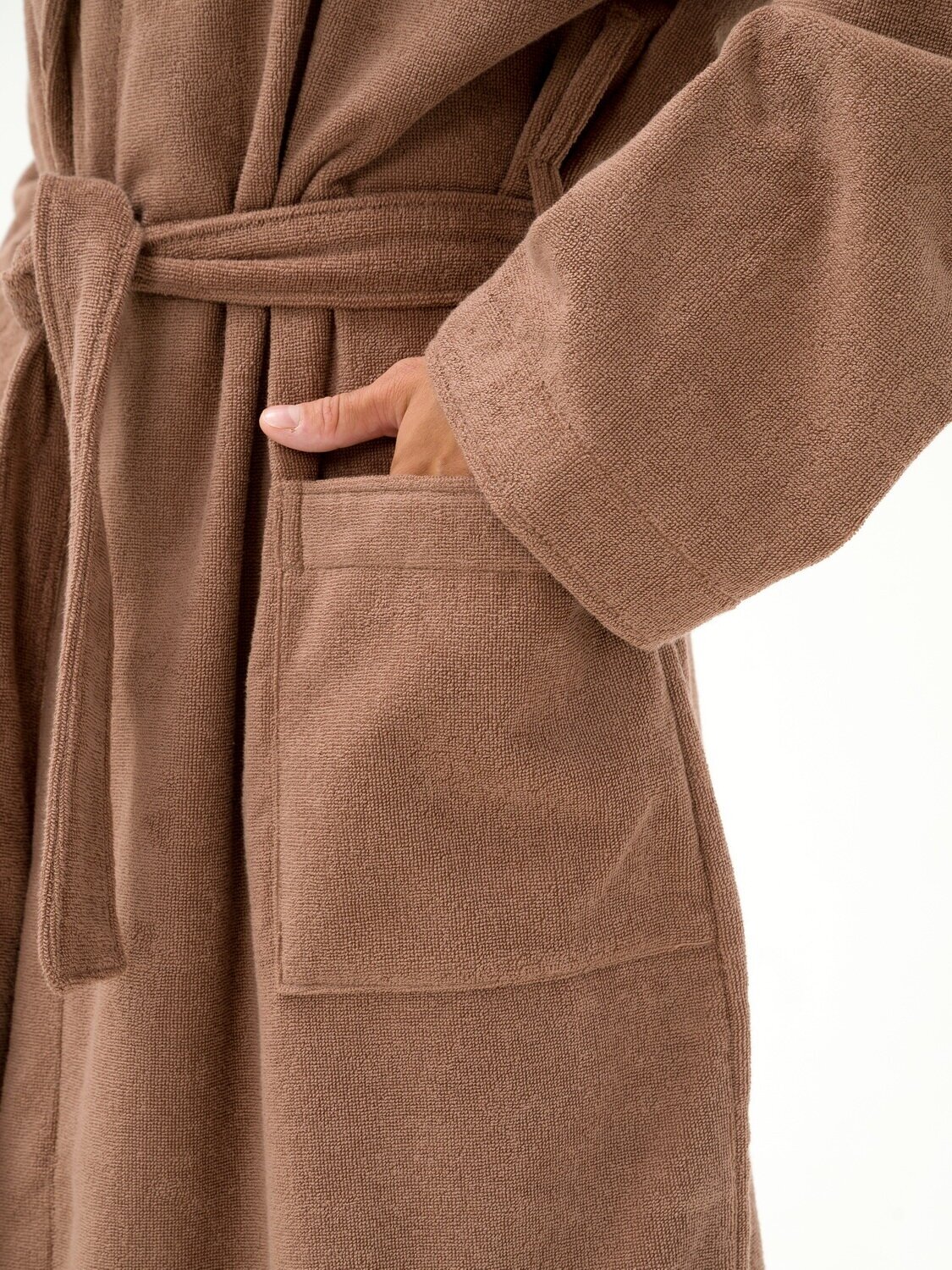 Халат РОСХАЛАТ, длинный рукав, карманы, размер 42-44, коричневый - фотография № 7