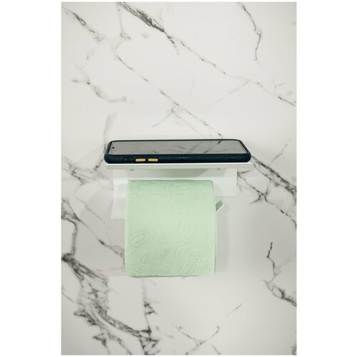 Держатель для туалетной бумаги настенный с полочкой для телефона, освежителя. Полка в ванную.