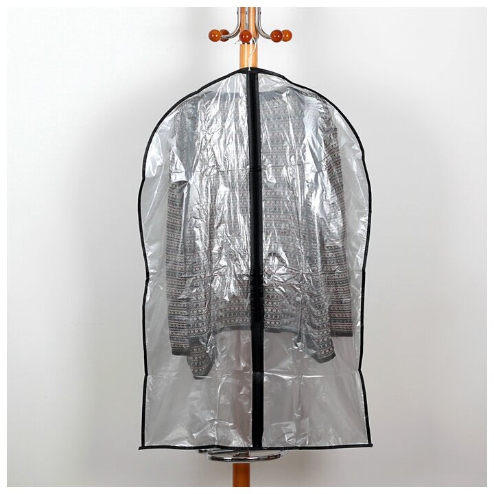 Чехол для одежды 60х90 см прозрачный PE серый