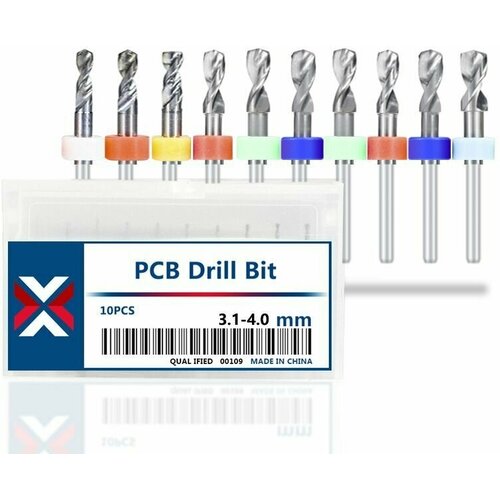Набор сверл спиральных XCAN для печатных плат 3,1-4,0 мм, 10 шт.
