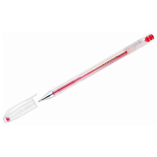 Ручка гелевая Crown "Hi-Jell" красная 0,5мм, упаковка 12 шт.