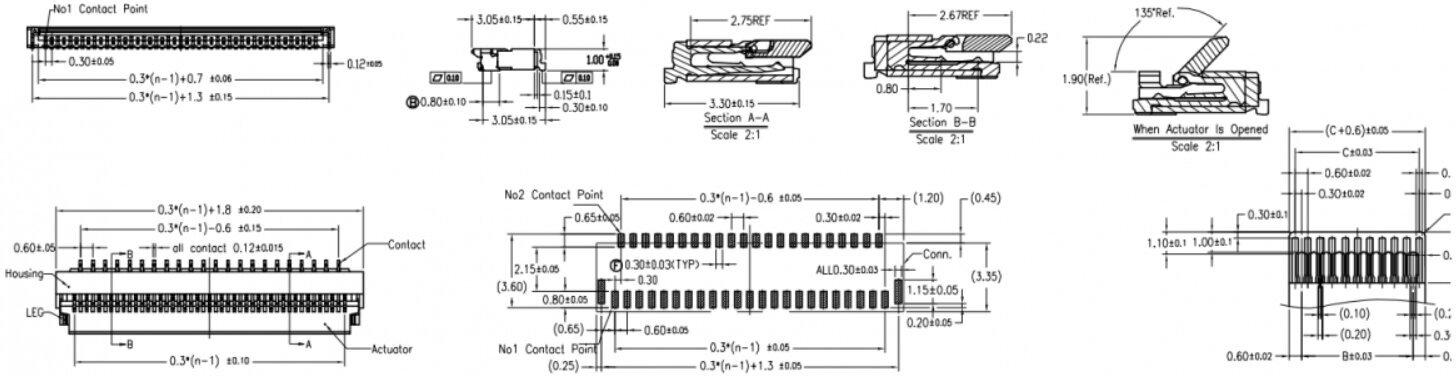 Разъем FPC Flip-Lock 0510-28RLGF 28 pin высота 1мм шаг 0,5мм