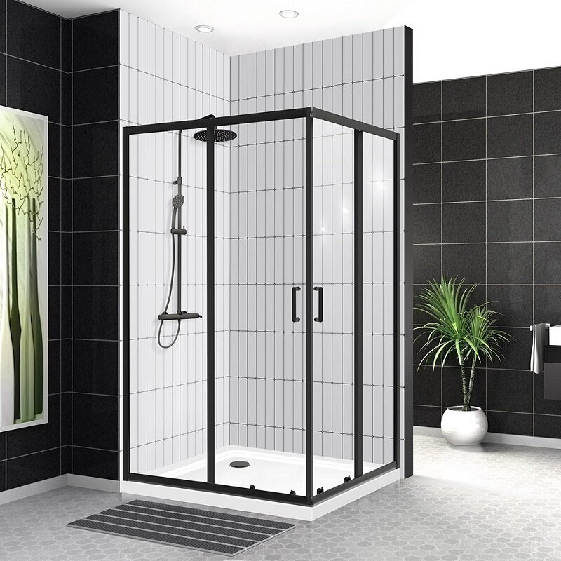 BelBagno Душевой уголок BelBagno Uno-195, 120 х 90 х 195 см, профиль черный матовый, стекло прозрачное, UNO-195-AH-2-120/90-C-NERO