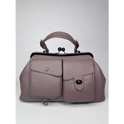 Сумка  саквояж RICHEZZA классическая, натуральная кожа, розовый, фиолетовый