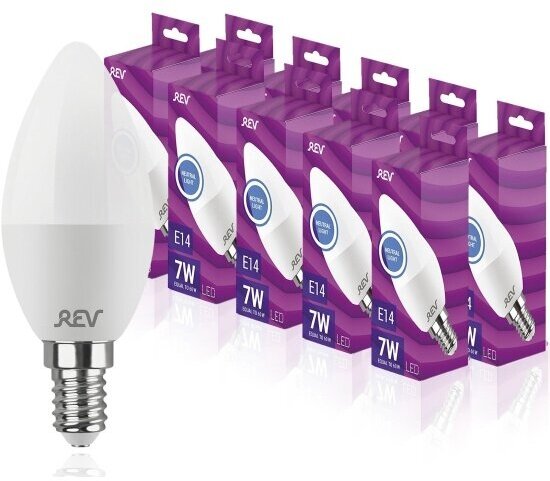 Упаковка светодиодных ламп 10 шт. REV 62040 6, C37, Е14, 7Вт, 4000 К - фотография № 5