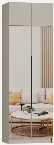Изображение товара Шкаф для одежды, распашной Эрик 2, Легкомаркет, 100х55х240, цвет кашемир, белье/платье, с зеркалом