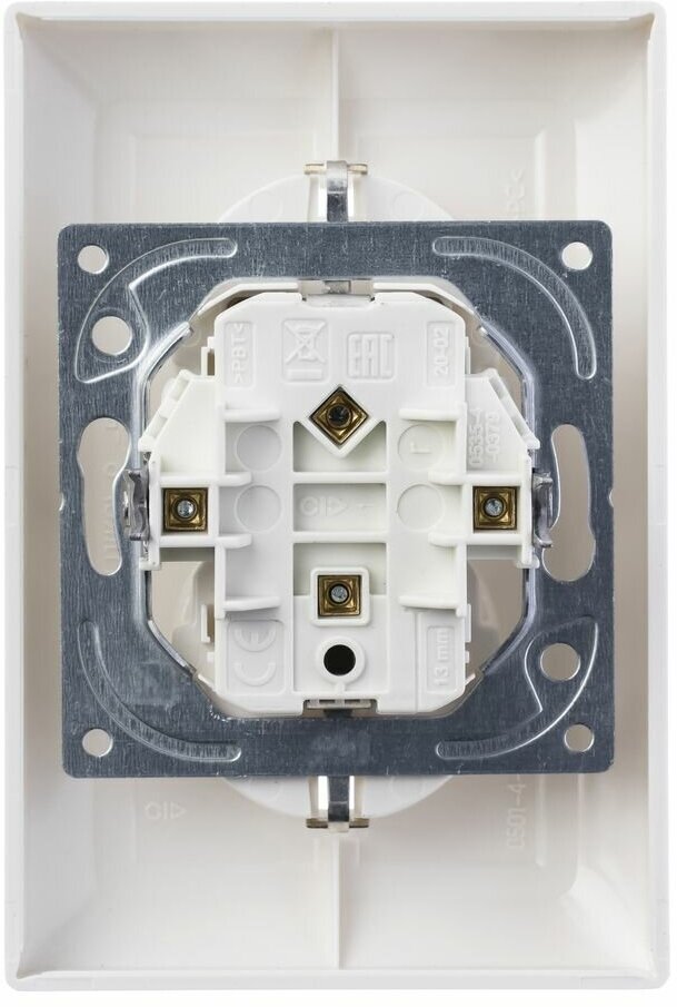 Basic55 2CKA002021A0378 Розетка двойная с заземляющим контактом (16 А, шторки, в сборе, скрытая установка, альпийский белый) ABB - фото №5