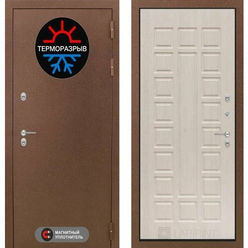 Входная дверь Labirint Термо Магнит 04 Беленый дуб 880x2050, открывание левое входная металлическая дверь лекс термо сибирь 3к беленый дуб 38