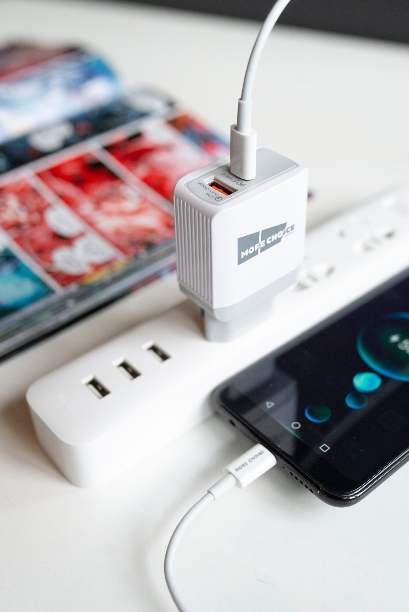 Зарядное устройство сетевое More Choice Smart 2*USB 3.0A PD 20W+QC3.0 быстрая зарядка для Lighting Type-C Black - фото №4