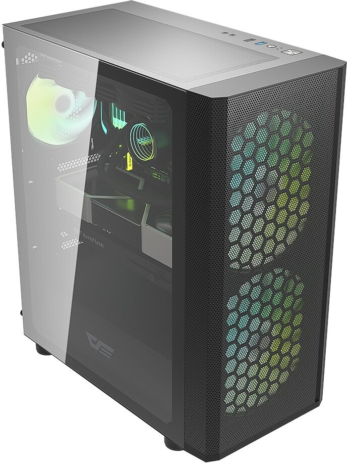 Компьютерный корпус Darkflash DK360, ATX, 3 RGB вентилятора в комплекте, закаленное стекло, черный